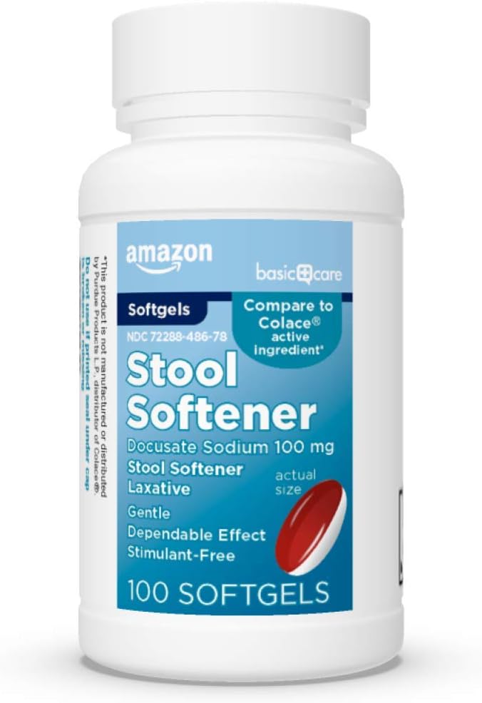 Amazon Basic Care Gentle Stool Softener Softgels – 100ct