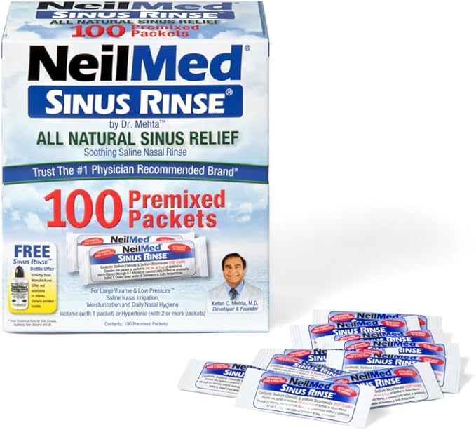 NeilMed Sinus Rinse All Natural Relief Premixed Refill Packets 100 Count