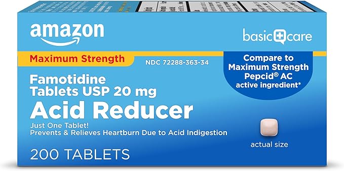 Amazon Basic Care Famotidine Heartburn Relief Tablets 200ct