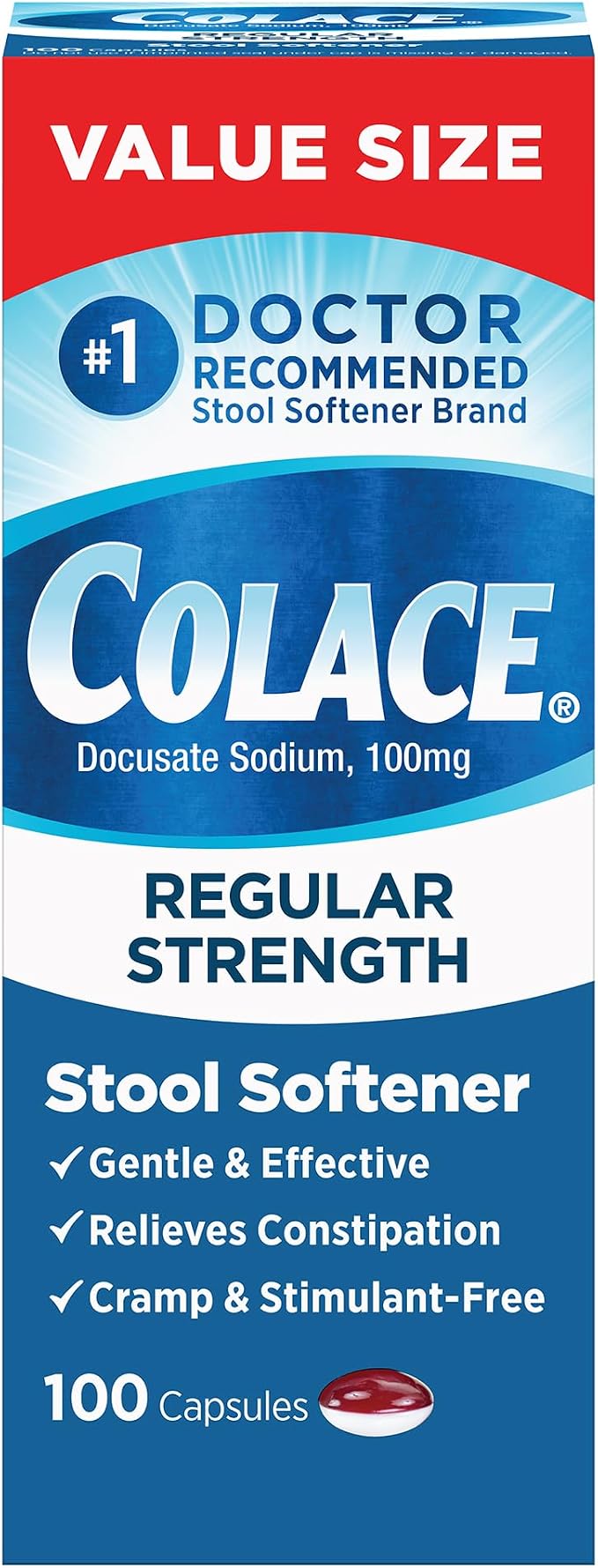 Colace Gentle Relief Stool Softener Capsules 100ct