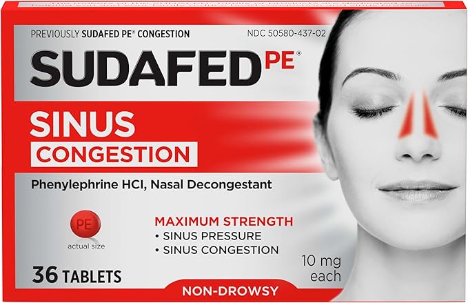 Sudafed PE Maximum Strength Sinus Relief Tablets