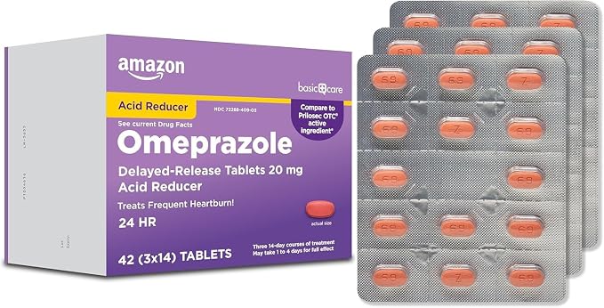 Amazon Basic Care Omeprazole Heartburn Relief Tablets 20mg