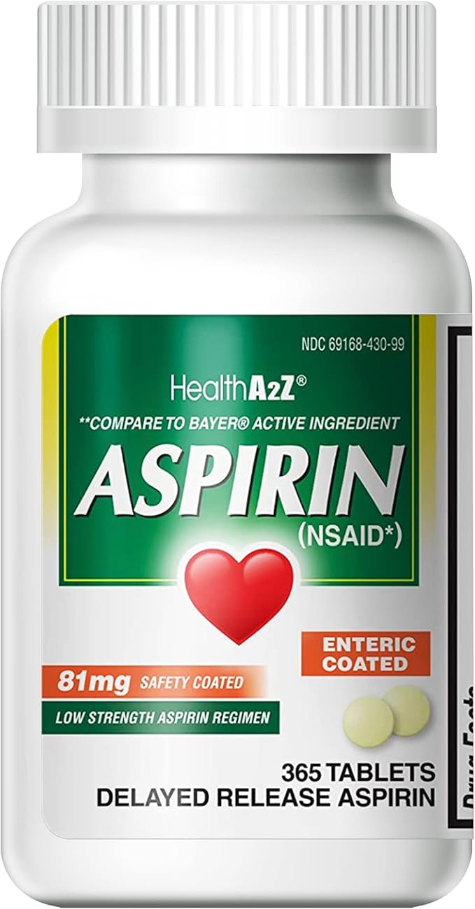 HealthA2Z Aspirin 81mg Low Strength Pain Relief