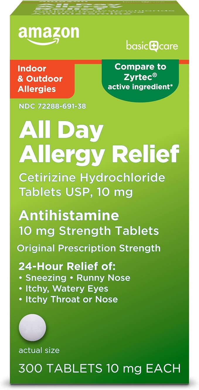 24 Hour Allergy Relief, Cetirizine Hydrochloride Tablets, 10 mg, 300 Count